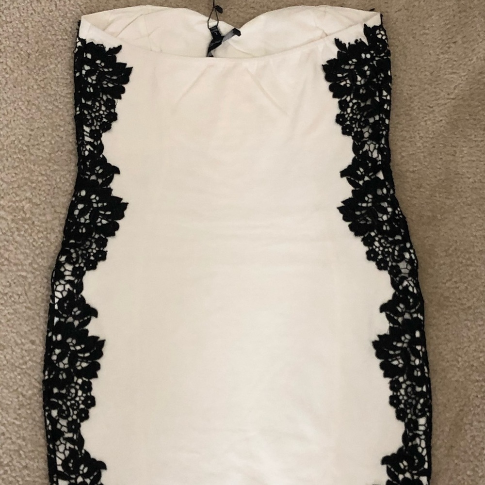 Ivory with black lace dress